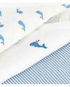 Petit Bateau Set 3 Body a Maniche Corte - Bianco e Azzurro - Millerighe/Balene - 100% Cotone Body Manica Corta
