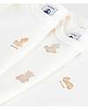 Petit Bateau Set 3 Body a Maniche Corte - Bianco - Orsetti - 100% Cotone Body Manica Corta