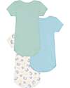 Petit Bateau Set 3 Body a Maniche Corte - Bianco - Verde millerighe - Furgoni - 100% Cotone Body Manica Corta