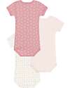 Petit Bateau Set 3 Body a Maniche Corte - Rosa e Bianco - Cuoricini - 100% Cotone Body Manica Corta