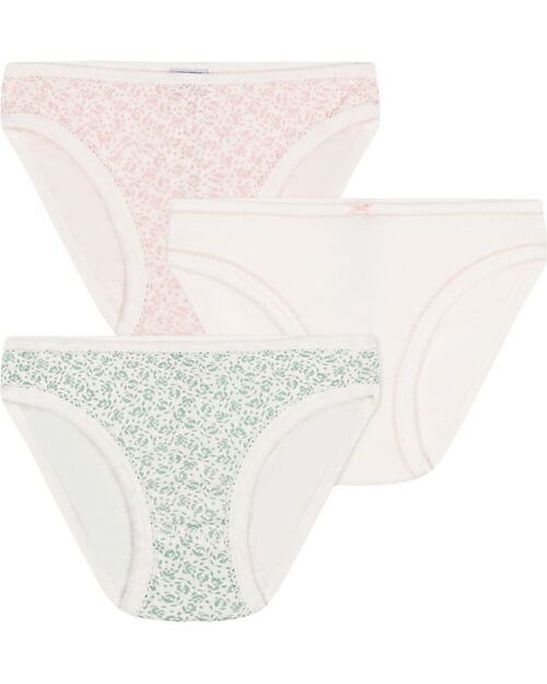 Petit Bateau Set 3 Culotte - Bianco - Fiori - 100% Cotone Slip