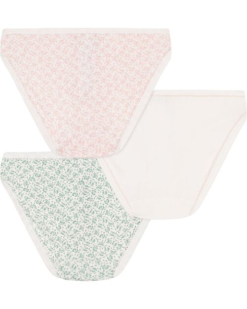 Petit Bateau Set 3 Culotte - Bianco - Fiori - 100% Cotone Slip