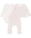 Petit Bateau Set 3 Pezzi - Body - Cardigan e Pantalone - Fantasia Cuoricino Completi e Set