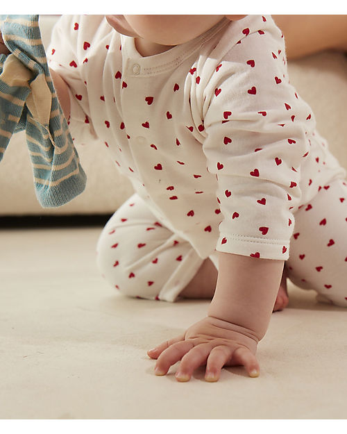 Petit Bateau Set 3 Pezzi - Body - Cardigan e Pantalone - Fantasia Cuoricino Completi e Set