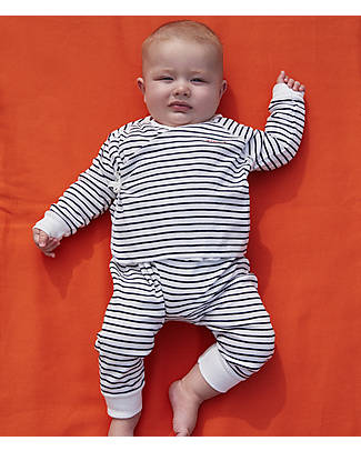 Petit Bateau Set 3 Pezzi - Body - Cardigan e Pantalone Tuta - Fantasia Righe - Bianco e Blu Tute Invernali