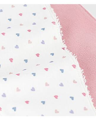 Petit Bateau Set di 2 Bavagli Bandana - Cuori - Bianco e Rosa - Cotone Bavagli a Bandana