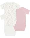 Petit Bateau Set di 3 body incrociati a maniche corte - Bianco e Rosso - Millerighe - Stelle - 100% Cotone Body Manica Corta