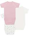 Petit Bateau Set di 3 body incrociati a maniche corte - Bianco - Rosa Millerighe - Frutti - 100% Cotone Body Manica Corta
