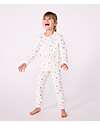 Petit Bateau Set Pigiama in Ciniglia - Maglia/Pantalone - Cuori - Bianco - 100% Cotone Pigiami