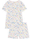 Petit Bateau Set Pigiama - Maglia/Pantalone Corto - Bianco -  Arcobaleni - Cotone Organico Pigiami