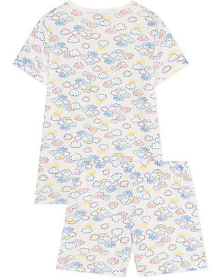 Petit Bateau Set Pigiama - Maglia/Pantalone Corto - Bianco - Arcobaleni - Cotone Organico Pigiami