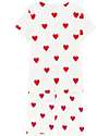 Petit Bateau Set Pigiama - Maglia/Pantalone Corto - Bianco - Cuori - Cotone Organico Pigiami