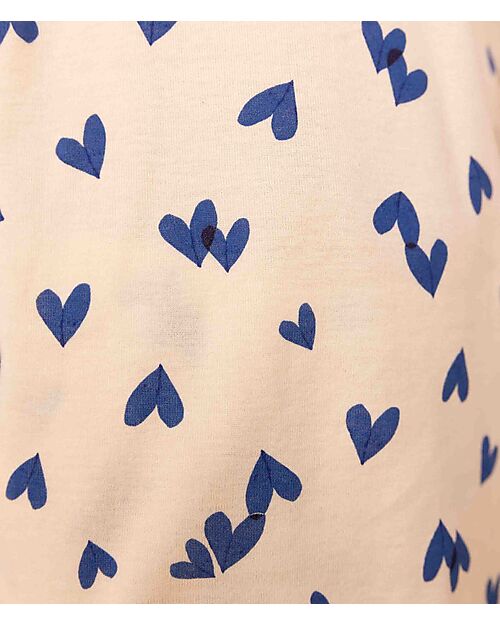 Petit Bateau Set Pigiama - Maglia/Pantalone - Cuori Blu - 100% Cotone Bio Pigiami