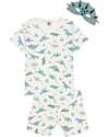Petit Bateau Set Pigiama - Maglia/Pantalone + Maschera - Dinosauri - Bianco - 100% Cotone Pigiami