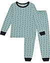 Petit Bateau Set Pigiama - Maglia/Pantalone - Orsetto Lavatore - Verde Acqua - 100% Cotone Felpato Pigiami