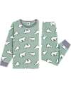 Petit Bateau Set Pigiama - Maglia/Pantalone - Orsi Polari - Verde Salvia - 100% Cotone Felpato Pigiami
