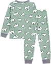 Petit Bateau Set Pigiama - Maglia/Pantalone - Orsi Polari - Verde Salvia - 100% Cotone Felpato Pigiami