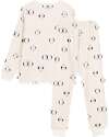 Petit Bateau Set Pigiama - Maglia/Pantalone - Pinguini - Bianco Latte - 100% Cotone Felpato Pigiami