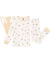 Petit Bateau Set Pigiama - Maglia/Pantalone + Razzo - Spazio - Bianco e Marshmallow - 100% Cotone Pigiami