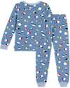 Petit Bateau Set Pigiama - Maglia/Pantalone - Spazio - Azzurro - 100% Cotone Felpato Pigiami