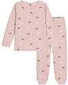 Petit Bateau Set Pigiama - Maglia/Pantalone - Stelle e Cuori - Rosa - 100% Cotone Felpato Pigiami