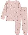 Petit Bateau Set Pigiama - Maglia/Pantalone - Stelle e Cuori - Rosa - 100% Cotone Felpato Pigiami