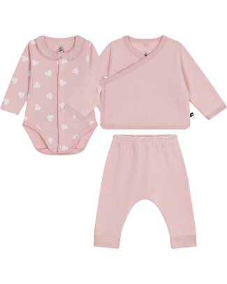 Petit Bateau Set regalo Nascita - Cardigan, Body e Pantaloni - Rosa - 100% Cotone Completi e Set