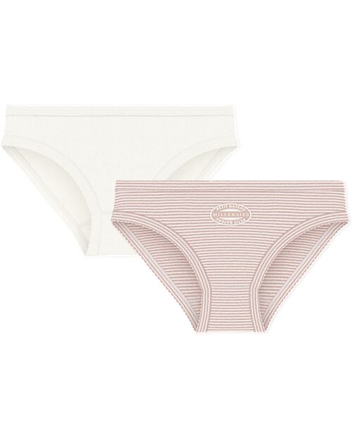 Petit Bateau Slip - Pacco da 2 - Bianco e Rosa - 100% Cotone Bio Slip