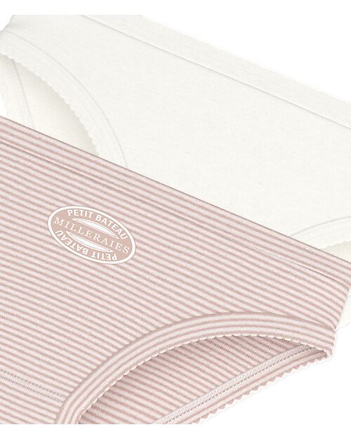 Petit Bateau Slip - Pacco da 2 - Bianco e Rosa - 100% Cotone Bio Slip