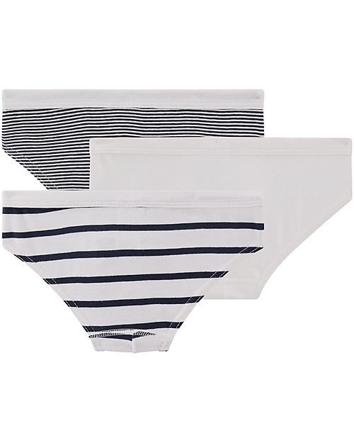 Petit Bateau Slip - Pacco da 3 - Bianco e Nero - 100% Cotone Slip