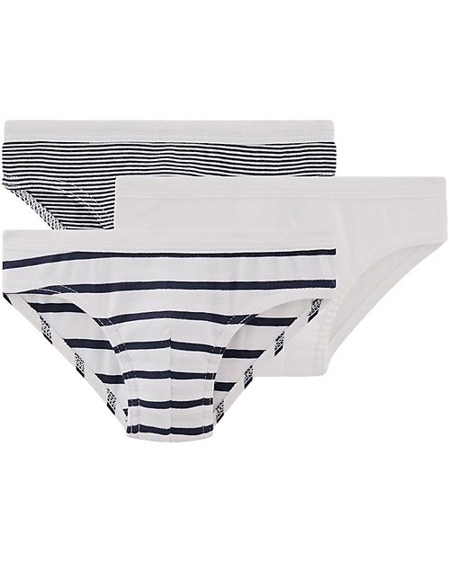 Petit Bateau Slip - Pacco da 3 - Bianco e Nero - 100% Cotone Slip