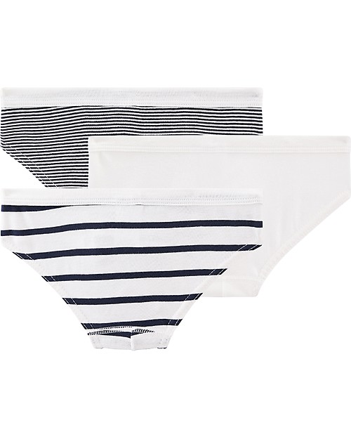 Petit Bateau Slip - Pacco da 3 - Bianco e Nero - 100% Cotone Slip