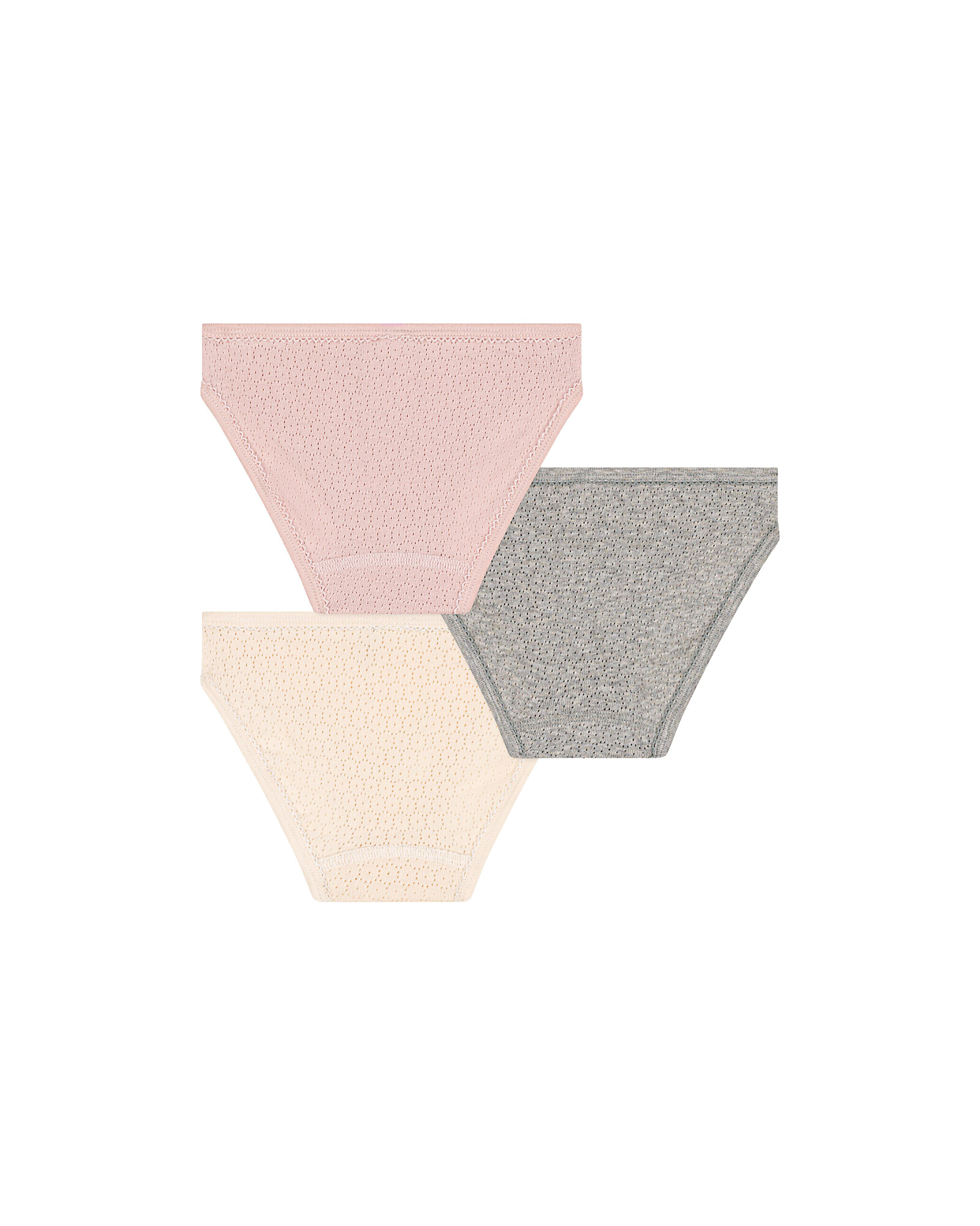 Petit Bateau Slip - Pacco da 3 - Rosa/Grigio/Crema - 100% Cotone Bio unisex  (bambini)