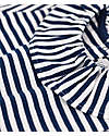 Petit Bateau T-shirt con Volant - Righe - Blu e Bianco - con Bottoni a Pressione - Cotone Organico T-shirt