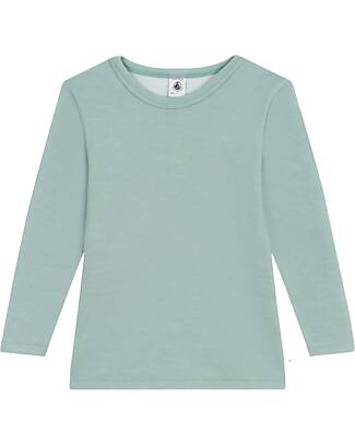 Petit Bateau T-Shirt Maniche Lunghe - Bambino Unisex - Verde - Lana e Cotone T-shirt
