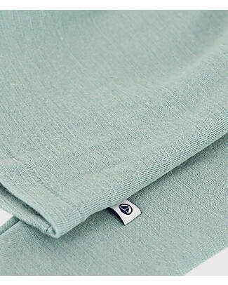 Petit Bateau T-Shirt Maniche Lunghe - Bambino Unisex - Verde - Lana e Cotone T-shirt