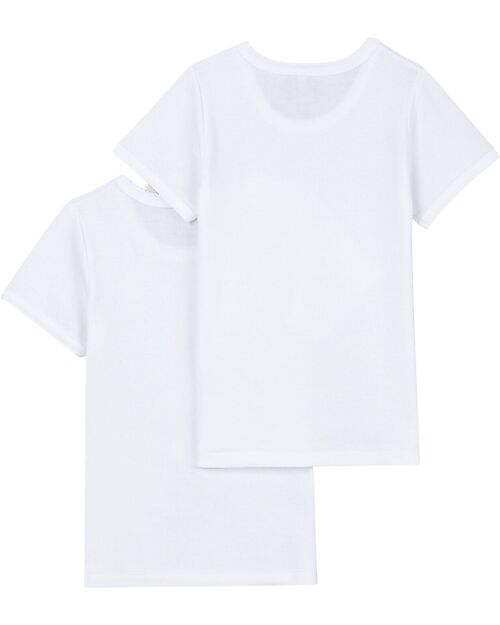 Petit Bateau T-Shirt - Pacco da 2 - Bianco - Finiture Picot - 100% Cotone Bio T-shirt