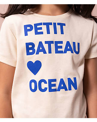 Petit Bateau T-Shirt - Petit Bateau Ocean - Panna - Cotone Organico T-shirt