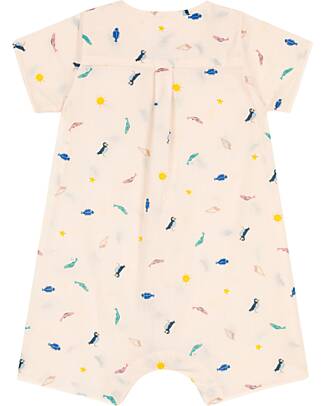 Petit Bateau Tutina Corta - Beige - Animali Marini - 100% Cotone Tutine Corte