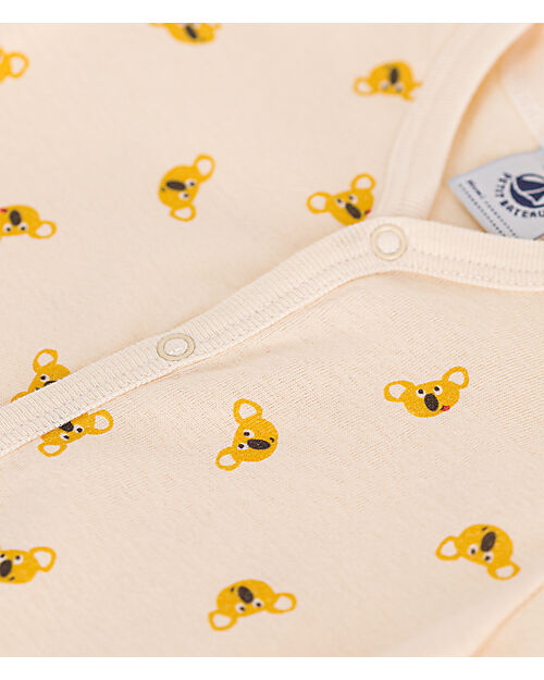 Petit Bateau Tutina Corta - Bianco Avalanche/Koala - 100% Cotone Organico Tutine Corte