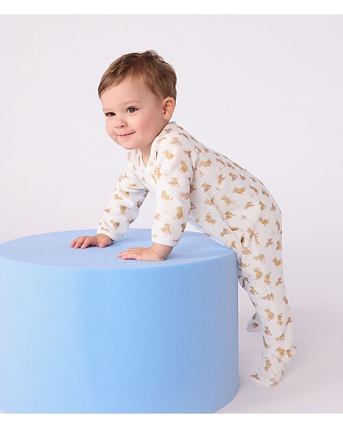 Petit Bateau Tutina Intera in Ciniglia - Bianco - Leopardi - Morbidezza Estrema! Tutine Lunghe