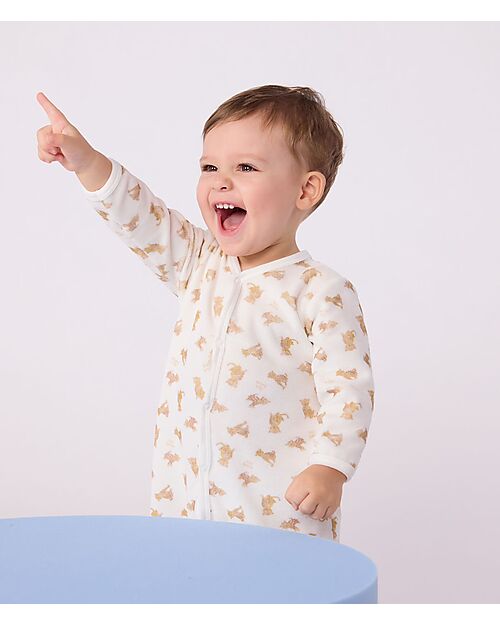 Petit Bateau Tutina Intera in Ciniglia - Bianco - Leopardi - Morbidezza Estrema! Tutine Lunghe