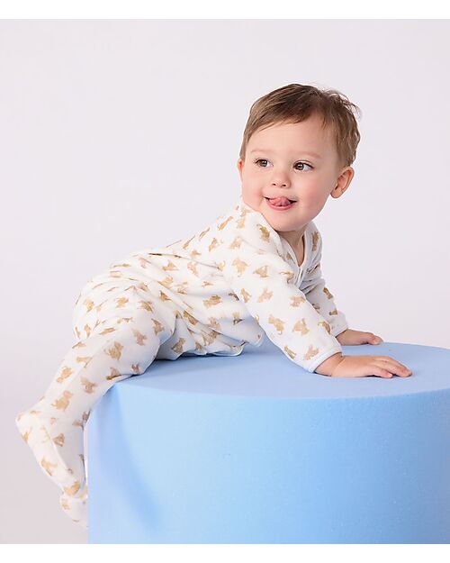 Petit Bateau Tutina Intera in Ciniglia - Bianco - Leopardi - Morbidezza Estrema! Tutine Lunghe