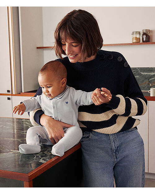 Petit Bateau Tutina Intera in Ciniglia - Celeste - Morbidezza Estrema! Tutine Lunghe