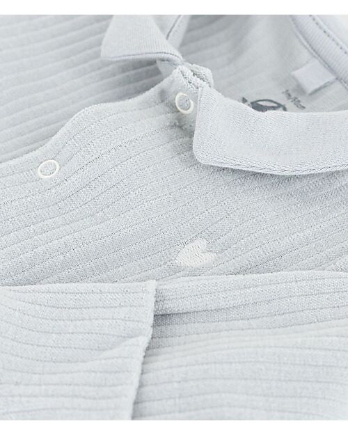 Petit Bateau Tutina Intera in Ciniglia con Colletto - Grigio - 100% Cotone Tutine Lunghe
