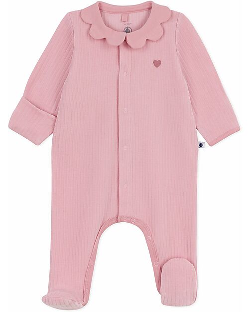 Petit Bateau Tutina Intera in Ciniglia con Colletto - Rosa - 100% Cotone Tutine Lunghe