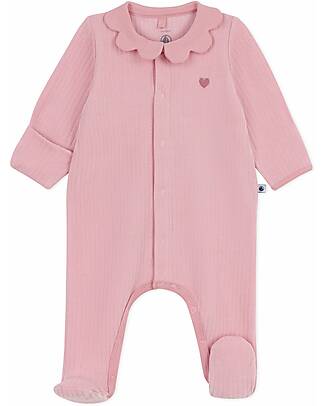 Petit Bateau Tutina Intera in Ciniglia con Colletto - Rosa - 100% Cotone Tutine Lunghe