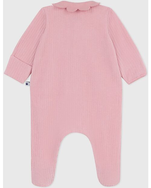 Petit Bateau Tutina Intera in Ciniglia con Colletto - Rosa - 100% Cotone Tutine Lunghe