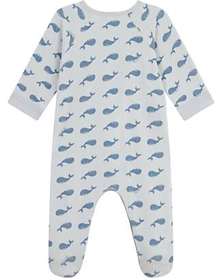 Petit Bateau Tutina Intera in Ciniglia con Zip - Balene - 100% Cotone Tutine Lunghe