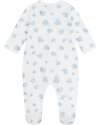Petit Bateau Tutina Intera in Tessuto Felpato Spazzolato - Bianco con Cuori Azzurri - 100% Cotone Tutine Lunghe